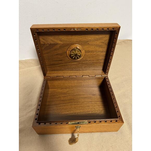 Dunhill Wood Cigar Humidor Box Humidifier Lock Key Brass Made in Italy Luxury - Picture 1 of 16